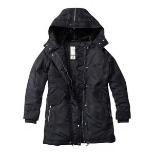Abercrombie & Fitch Parka Long Black Zip Up Jacket Coat